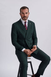 Regent Olive Double-Breasted Two Piece Suit